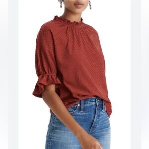 Madewell Women's Burgundy Ruffle Top